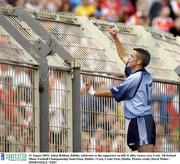 31 August 2003; Aidan Relihan, Dublin, celebrates to the supporters on hill 16 after victory over Cork in the All-Ireland Minor Football Championship Semi-Final between Dublin and Cork at Croke Park, Dublin. Picture credit; Damien Eagers / SPORTSFILE