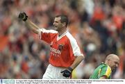31 August 2003; Stephen McDonnell, Armagh, celebrates after scoring his sides first goal during the Bank of Ireland All-Ireland Senior Football Championship Semi-Final between Armagh and Donegal at Croke Park in Dublin. Photo by Ray McManus/Sportsfile