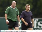 2 September 2003; Ireland captain Keith Wood and head coach Eddie O'Sullivan pictured during Irish Rugby squad training at Naas Rugby Club, Naas, Co. Kildare. Picture credit; Matt Browne / SPORTSFILE
