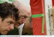 2 September 2003; Ireland players Reggie Corrigan and Keith Wood pictured during Irish Rugby squad training at Naas Rugby Club, Naas, Co. Kildare. Picture credit; Matt Browne / SPORTSFILE