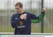 3 September 2003; Colin Healy, who did not take part in the squad training, does some stretches along the sideline during a Republic of Ireland training session at Malahide Football Club in Malahide, Dublin. Photo by David Maher/Sportsfile