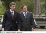 3 September 2003; FAI Treasurer John Delaney, left, arriving with FAI Chief Executive Fran Rooney at a Board of Management Meeting at the City West Hotel, Dublin. Picture credit; David Maher / SPORTSFILE