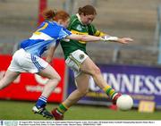 30 August 2003; Noreen Fealey of Kerry in action against Patricia Fogarty of Laois during the TG4 Ladies All-Ireland Senior Football Championship Quarter-Final between Mayo and Waterford, Cusack Park, Ennis, Co Clare. Picture credit; Kieran Clancy / SPORTSFILE