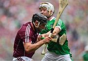 19 August 2018; Aidan Harte of Galway in action against Cian Lynch of Limerick during the GAA Hurling All-Ireland Senior Championship Final match between Galway and Limerick at Croke Park in Dublin.  Photo by Brendan Moran/Sportsfile