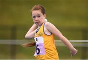 19 August 2018; Rachel Caher of Cappamore, Co. Limerick, competing in the Ball Throw U12 & O10 Girls event during day two of the Aldi Community Games August Festival at the University of Limerick in Limerick. Photo by Sam Barnes/Sportsfile