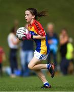 19 August 2018; Rebekah Boyle of St Patricks, Co. Cavan, competing in the Gaelic Football Girls U12 event during day two of the Aldi Community Games August Festival at the University of Limerick in Limerick. Photo by Harry Murphy/Sportsfile
