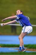 19 August 2018; Fiona Feelin of Sheelin, Co. Cavan, competing in the Ball Throw U12 & O10 Girls event during day two of the Aldi Community Games August Festival at the University of Limerick in Limerick. Photo by Sam Barnes/Sportsfile