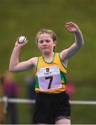 19 August 2018; Ciara McCroary of Dunleek, Co. Meath, competing in the Ball Throw U12 & O10 Girls event during day two of the Aldi Community Games August Festival at the University of Limerick in Limerick. Photo by Sam Barnes/Sportsfile