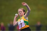 19 August 2018; Ciara McCroary of Dunleek, Co. Meath, competing in the Ball Throw U12 & O10 Girls event during day two of the Aldi Community Games August Festival at the University of Limerick in Limerick. Photo by Sam Barnes/Sportsfile