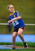 19 August 2018; Ella Reilly of Edgeworthstown, Co. Longford, competing in the Ball Throw U12 & O10 Girls event during day two of the Aldi Community Games August Festival at the University of Limerick in Limerick. Photo by Sam Barnes/Sportsfile