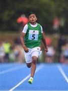 19 August 2018; Jayden Carmody of Our Lady of Lourdes-St Josephs, Co. Limerick,  competing in the Boys U12 & O10 100m event during day two of the Aldi Community Games August Festival at the University of Limerick in Limerick. Photo by Sam Barnes/Sportsfile