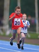 19 August 2018; Ellie O'Donovan of Cobh, Co. Cork, competing in the Girls U10 & O8 100m  event during day two of the Aldi Community Games August Festival at the University of Limerick in Limerick. Photo by Sam Barnes/Sportsfile