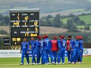 20 August 2018; Afghanistan players during the T20 International cricket match between Ireland and Afghanistan at Bready Cricket Club, in Magheramason, Co. Tyrone. Photo by Seb Daly/Sportsfile