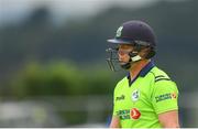 20 August 2018; Kevin O'Brien of Ireland leaves the field after being caught by Hazratullah Zazai of Afghanistan during the T20 International cricket match between Ireland and Afghanistan at Bready Cricket Club, in Magheramason, Co. Tyrone. Photo by Seb Daly/Sportsfile