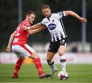 20 August 2018; Dane Massey of Dundalk in action against David Cawley of Sligo Rovers during the SSE Airtricity Premier Division match between Sligo Rovers and Dundalk at the Showgrounds in Sligo. Photo by Stephen McCarthy/Sportsfile