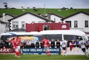 20 August 2018; Cattle in a field are seen above the Showgrounds during the SSE Airtricity Premier Division match between Sligo Rovers and Dundalk at the Showgrounds in Sligo. Photo by Stephen McCarthy/Sportsfile