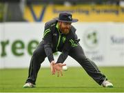 20 August 2018; Paul Stirling of Ireland warms-up prior to the T20 International cricket match between Ireland and Afghanistan at Bready Cricket Club, in Magheramason, Co. Tyrone. Photo by Seb Daly/Sportsfile