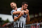 20 August 2018; Michael Duffy, right, is congratulated by his Dundalk team-mate Dane Massey after scoring his side's opening goal during the SSE Airtricity Premier Division match between Sligo Rovers and Dundalk at the Showgrounds in Sligo. Photo by Stephen McCarthy/Sportsfile