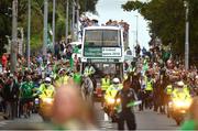 20 August 2018; The team bus makes its way down the Ennis Road during the Limerick All-Ireland Hurling Winning team homecoming at the Gaelic Grounds in Limerick. Photo by Diarmuid Greene/Sportsfile