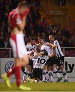 20 August 2018; Dundalk players celebrate after Patrick Hoban scored their second goal during the SSE Airtricity Premier Division match between Sligo Rovers and Dundalk at the Showgrounds in Sligo. Photo by Stephen McCarthy/Sportsfile