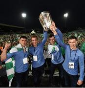 20 August 2018; Players from Doon GAA club, from left, Darragh O'Donovan, Pat Ryan, Richie English and Barry Murphy celebrate with the Liam MacCarthy Cup during the Limerick All-Ireland Hurling Winning team homecoming at the Gaelic Grounds in Limerick. Photo by Diarmuid Greene/Sportsfile