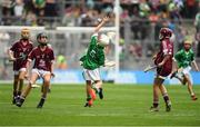 19 August 2018; Aidan Fitzpatrick, Knockbridge NS, Dundalk, Co Louth, representing Limerick, during the INTO Cumann na mBunscol GAA Respect Exhibition Go Games at the GAA Hurling All-Ireland Senior Championship Final match between Galway and Limerick at Croke Park in Dublin. Photo by Piaras Ó Mídheach/Sportsfile