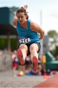 18 August 2018; Ursula Barrett of St. Brendan's A.C., Co. Kerry, W40, competing in the Long Jump event during the Irish Life Health National Track & Field Masters Championships at Tullamore Harriers Stadium in Offaly. Photo by Piaras Ó Mídheach/Sportsfile