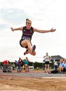 18 August 2018; Siobhan McCann of St. Michael's AC, Co. Laois, W40, competing in the Long Jump event during the Irish Life Health National Track & Field Masters Championships at Tullamore Harriers Stadium in Offaly. Photo by Piaras Ó Mídheach/Sportsfile