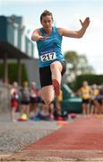 18 August 2018; Ursula Barrett of St. Brendan's A.C., Co. Kerry, W40, competing in the Long Jump event during the Irish Life Health National Track & Field Masters Championships at Tullamore Harriers Stadium in Offaly. Photo by Piaras Ó Mídheach/Sportsfile