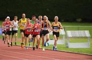 18 August 2018; Dermot Hayes of Dundrum A.C., Co. Dublin, M50, leading the 5000m event during the Irish Life Health National Track & Field Masters Championships at Tullamore Harriers Stadium in Offaly. Photo by Piaras Ó Mídheach/Sportsfile