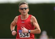 18 August 2018; Patrick O'Grady of Drogheda & District A.C., Co. Louth, M55, competing in the 5000m event during the Irish Life Health National Track & Field Masters Championships at Tullamore Harriers Stadium in Offaly. Photo by Piaras Ó Mídheach/Sportsfile