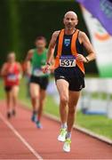 18 August 2018; Dominic Horan of Sli Cualann A.C., Co. Wicklow, M50, competing in the 5000m event during the Irish Life Health National Track & Field Masters Championships at Tullamore Harriers Stadium in Offaly. Photo by Piaras Ó Mídheach/Sportsfile