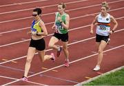 18 August 2018; Runners, from left, Denise Toner of Clones A.C., Co Monaghan, W40, Catherine Diver of Beechmount Harriers A.C, Co Antrim, W40, and Martina Kiely of St. Finbarrs A.C., Co Cork, W35, competing in the 1500m event, during the Irish Life Health National Track & Field Masters Championships at Tullamore Harriers Stadium in Offaly. Photo by Piaras Ó Mídheach/Sportsfile