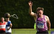 18 August 2018; Larry O'Grady of Mooreabbey Milers A.C, Co Tipperary, M55, competing in the Hammer event during the Irish Life Health National Track & Field Masters Championships at Tullamore Harriers Stadium in Offaly. Photo by Piaras Ó Mídheach/Sportsfile