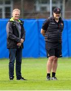 21 August 2018; Ireland Head Coach Joe Schmidt, left, with New Ulster Head Coach Dan McFarland during his first training session with the Ulster Squad at Pirrie Park, in Belfast. Photo by John Dickson/Sportsfile