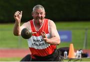 18 August 2018; Seamus Fitzpatrick of Portlaoise A.C., Co Laois, M50, competing in the Weight for Distance event during the Irish Life Health National Track & Field Masters Championships at Tullamore Harriers Stadium in Offaly. Photo by Piaras Ó Mídheach/Sportsfile