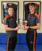 22 August 2018; Conor McManus of Monaghan, left, and Peter Duggan of Clare have been voted as PwC GAA/GPA Players of the Month for July in football and hurling respectively. Pictured are Conor and Peter with their PwC GAA/GPA Player of the Month Awards at a reception in PwC Offices, Dublin. Photo by Sam Barnes/Sportsfile