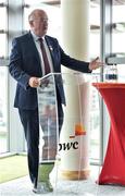 22 August 2018; Uachtarain Cumann Luthchleas Gael John Horan speaking during the presentation of the August and July PwC GAA/GPA Players of the Month Awards at a reception in PwC, Dublin. Photo by Sam Barnes/Sportsfile