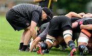 21 August 2018; New Ulster Head Coach Dan McFarland feeds the ball into a scrum during Ulster Rugby training at Pirrie Park, in Belfast. Photo by John Dickson/Sportsfile