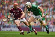 19 August 2018; Cian Lynch of Limerick in action against Conor Whelan of Galway during the GAA Hurling All-Ireland Senior Championship Final match between Galway and Limerick at Croke Park in Dublin.  Photo by Piaras Ó Mídheach/Sportsfile