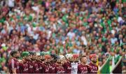 19 August 2018; The Galway squad stand for Amhrán na bhFiann before the GAA Hurling All-Ireland Senior Championship Final match between Galway and Limerick at Croke Park in Dublin.  Photo by Piaras Ó Mídheach/Sportsfile