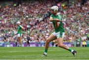 19 August 2018; Aaron Gillane of Limerick takes a free during the GAA Hurling All-Ireland Senior Championship Final match between Galway and Limerick at Croke Park in Dublin.  Photo by Piaras Ó Mídheach/Sportsfile