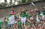 19 August 2018; Limerick supporters celebrate on Hill 16 after the GAA Hurling All-Ireland Senior Championship Final match between Galway and Limerick at Croke Park in Dublin.  Photo by Piaras Ó Mídheach/Sportsfile