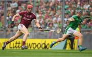 19 August 2018; Jonathan Glynn of Galway in action against Mike Casey of Limerick during the GAA Hurling All-Ireland Senior Championship Final match between Galway and Limerick at Croke Park in Dublin.  Photo by Piaras Ó Mídheach/Sportsfile