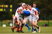 22 August 2018; Jamie Osbourne of Leinster is tackled by Thomas McDevitt and Callum Smyton of Ulster during the U18 Youths Interprovincial match between Leinster and Ulster at the University of Limerick in Limerick. Photo by Matt Browne/Sportsfile