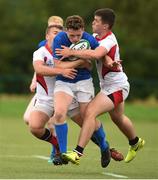 22 August 2018; Josh O'Connor of Leinster is tackled by Curtis Henry and Aaron Kierans of Ulster during the U18 Youths Interprovincial match between Leinster and Ulster at the University of Limerick in Limerick. Photo by Matt Browne/Sportsfile