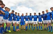 22 August 2018; Leinster head coach Joe Carbery with his players after the U18 Youths Interprovincial match between Leinster and Ulster at the University of Limerick in Limerick. Photo by Matt Browne/Sportsfile