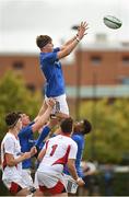 22 August 2018; Patrick Kieran of Leinster lakes the ball in a lineout during the U18 Youths Interprovincial match between Leinster and Ulster at the University of Limerick in Limerick. Photo by Matt Browne/Sportsfile