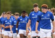 22 August 2018; Dave Murphy captain of Leinster leads his team out before the U18 Youths Interprovincial match between Leinster and Ulster at the University of Limerick in Limerick. Photo by Matt Browne/Sportsfile