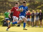 22 August 2018; Josh Pyper of Leinster in action against Conor Sheahan of Munster during the U18 Schools Interprovincial match between Leinster and Munster at the University of Limerick in Limerick. Photo by Matt Browne/Sportsfile